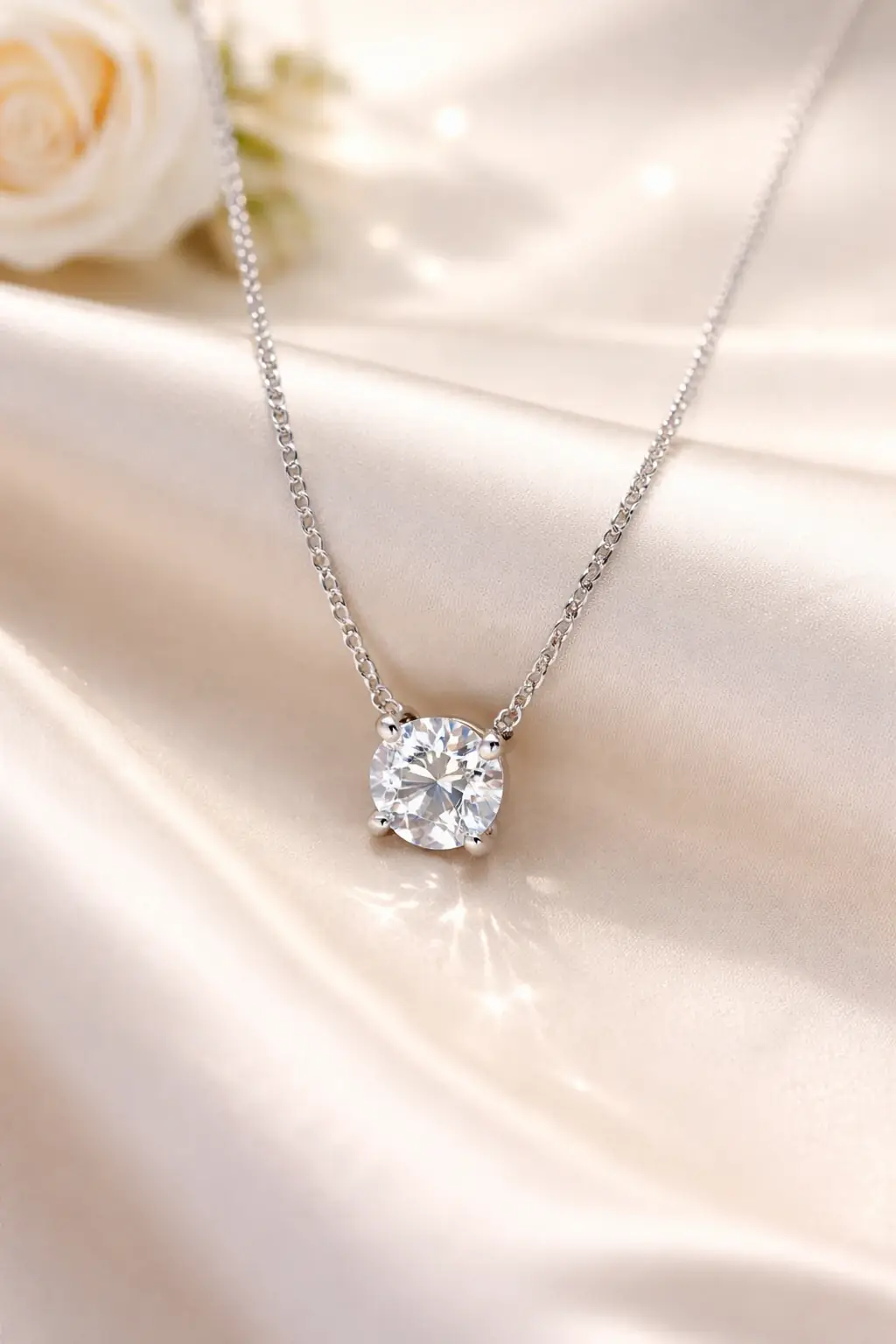 Aurora Silver Diamond Necklace